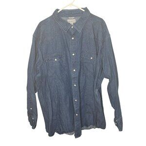 Carhartt Button Down‎ Denim Pearl Snap Shirt Mens 4XL Blue Relaxed Fit Heavy